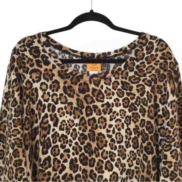 RUBY RD 3/4 Sleeve Cheetah Print Handkerchief Sharkbite Tunic Top 3X - Picture 4 of 13
